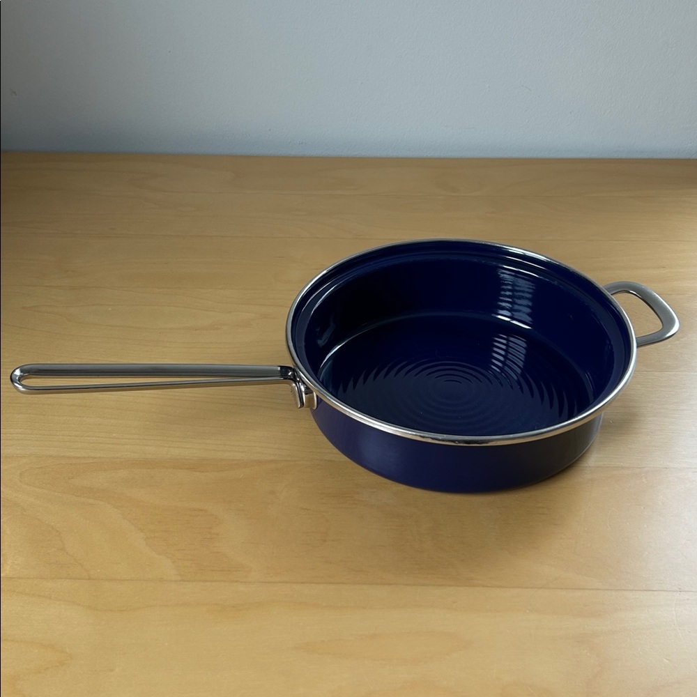 Vintage Chantal Cobal Blue Enamel On Steel 9.5" Skillet Fry Pan No Lid